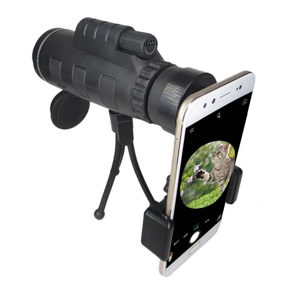 12X50 krachtige monoculaire telescoop met smartphone-adapter en statief - Image 4
