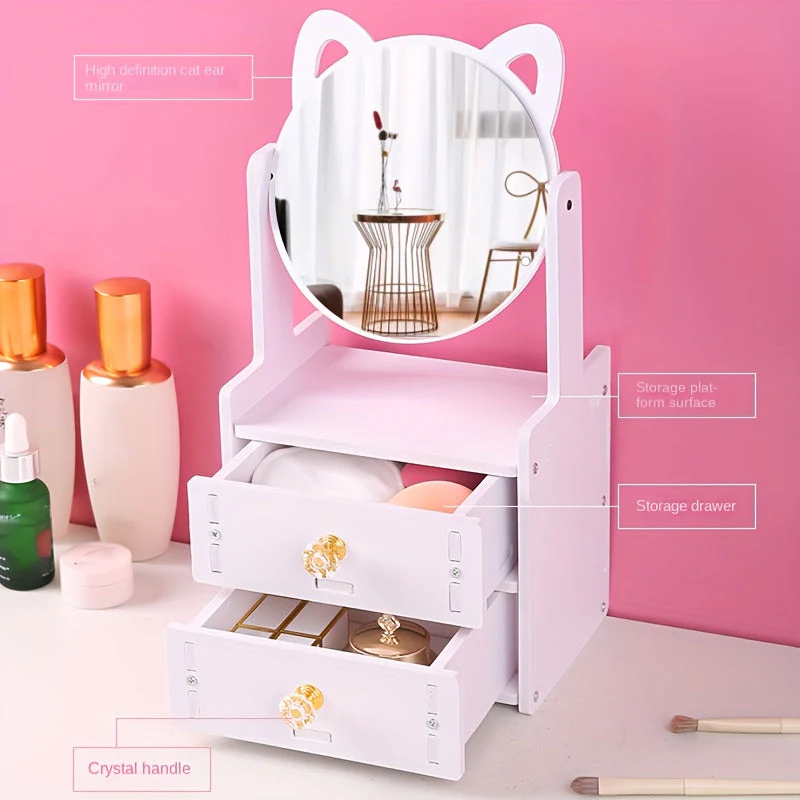 360° Draaibaar, Cosmetica Opbergdoos Met Spiegel - Image 2