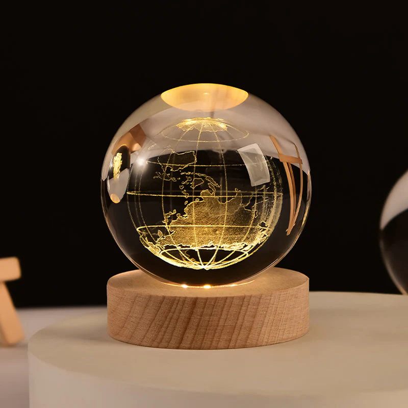 3D Crystal Ball Night Light With Wood Base - Image 6