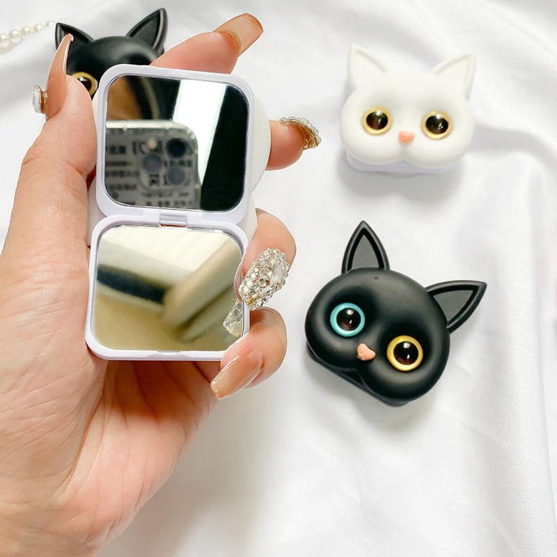 3D schattige kitten telefoonhouder met mini spiegel - Image 3