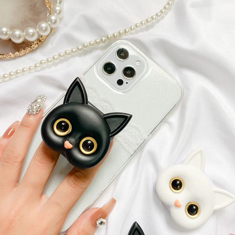 3D schattige kitten telefoonhouder met mini spiegel - Image 5