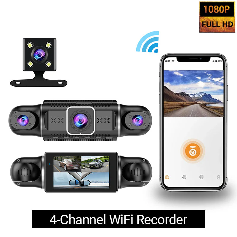 4-Kanaals 1080p Auto-Recorder - Kristalheldere Beveiliging Voor Uw Auto