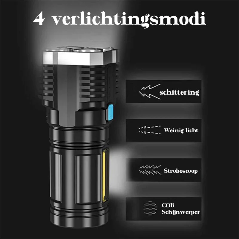 4 lampkralen LED multifunctionele zaklamp met sterk licht - Image 6