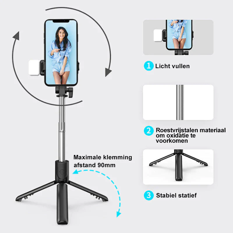 6 in 1 draadloze Bluetooth-selfiestick - Image 2