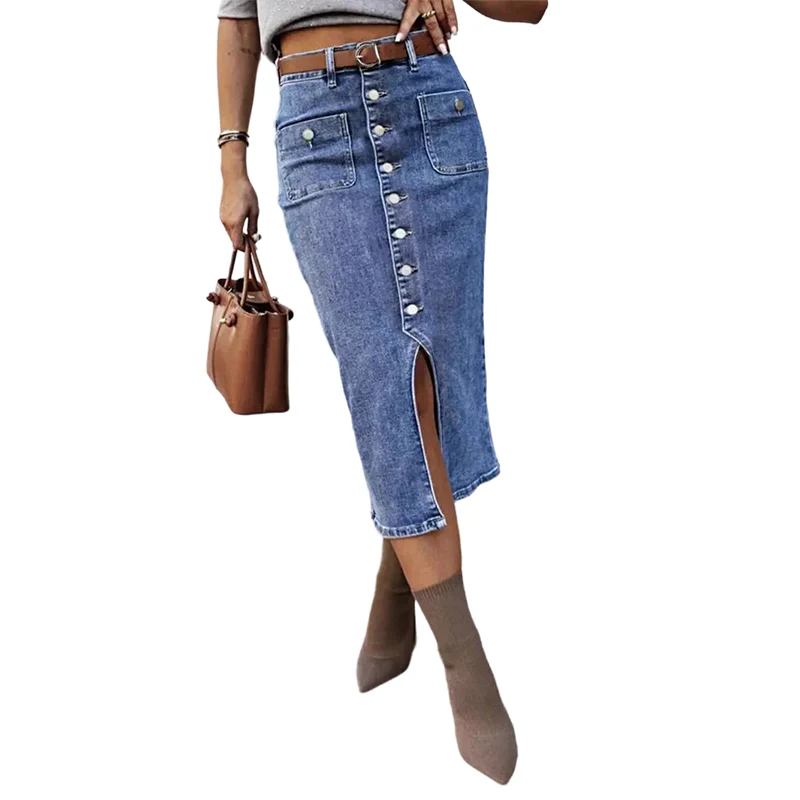 Amelia — Hoge taille spijkerrok in kokerstijl met vintage uitstraling - Image 11