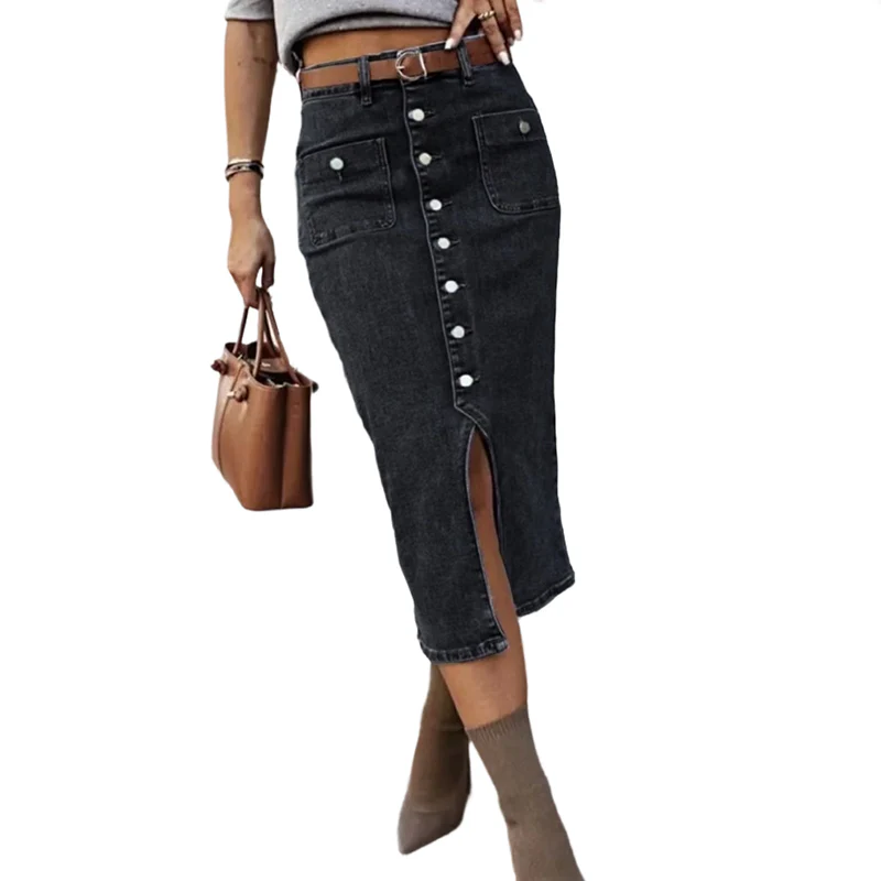 Amelia — Hoge taille spijkerrok in kokerstijl met vintage uitstraling - Image 16