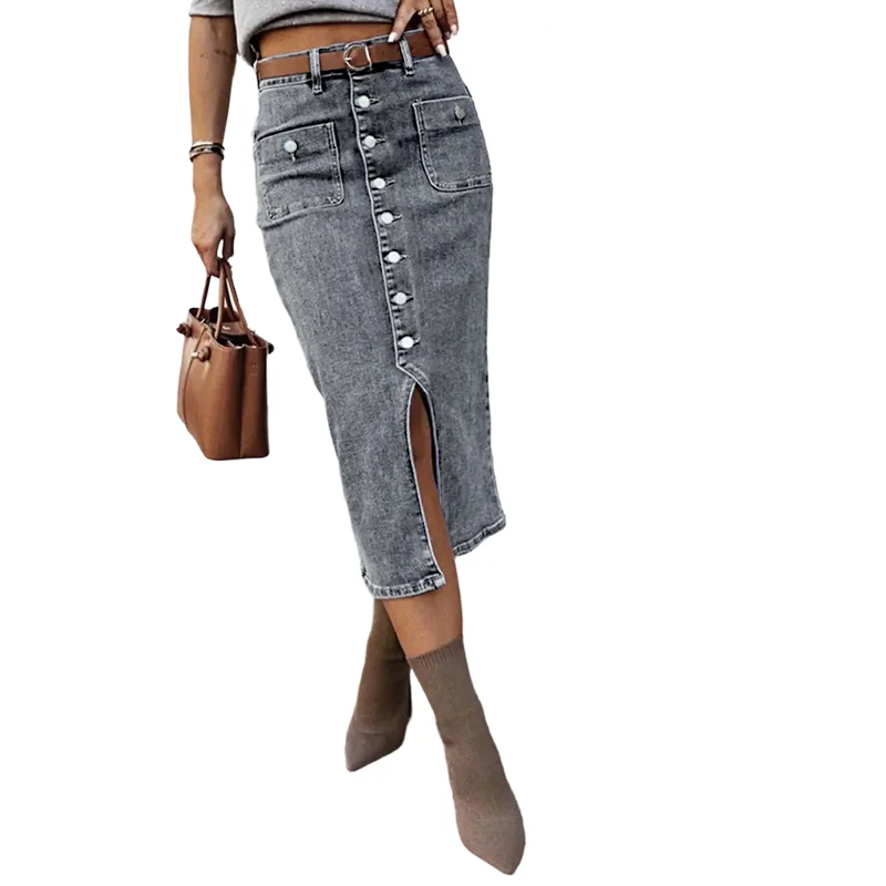 Amelia — Hoge taille spijkerrok in kokerstijl met vintage uitstraling - Image 17