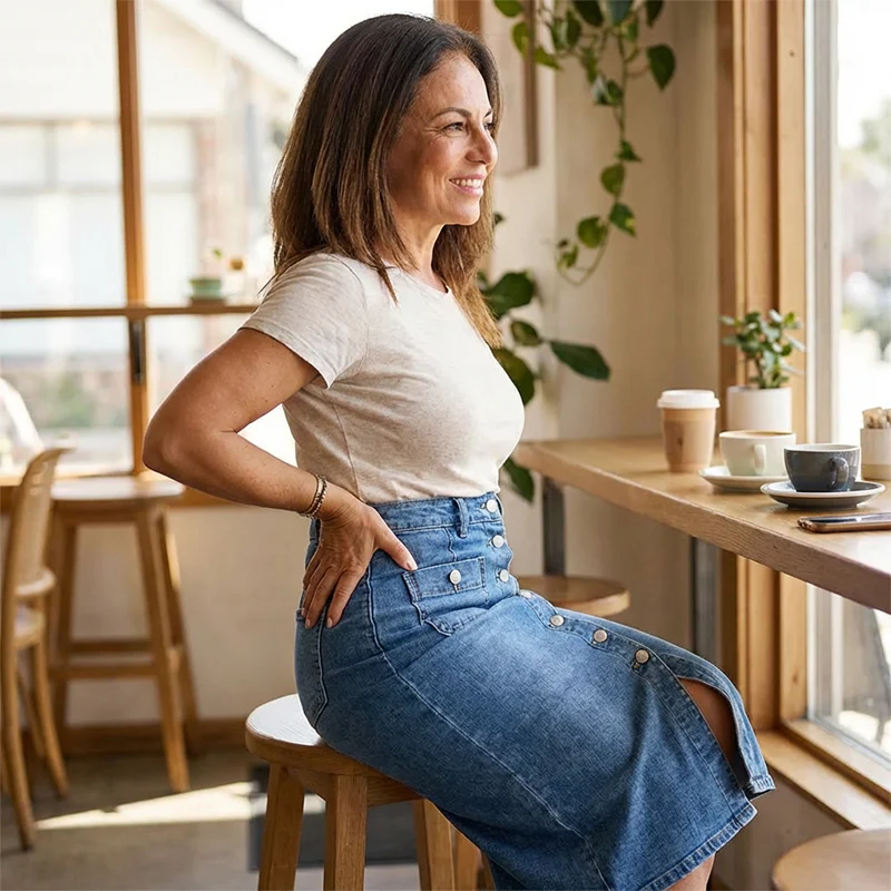 Amelia — Hoge taille spijkerrok in kokerstijl met vintage uitstraling - Image 6