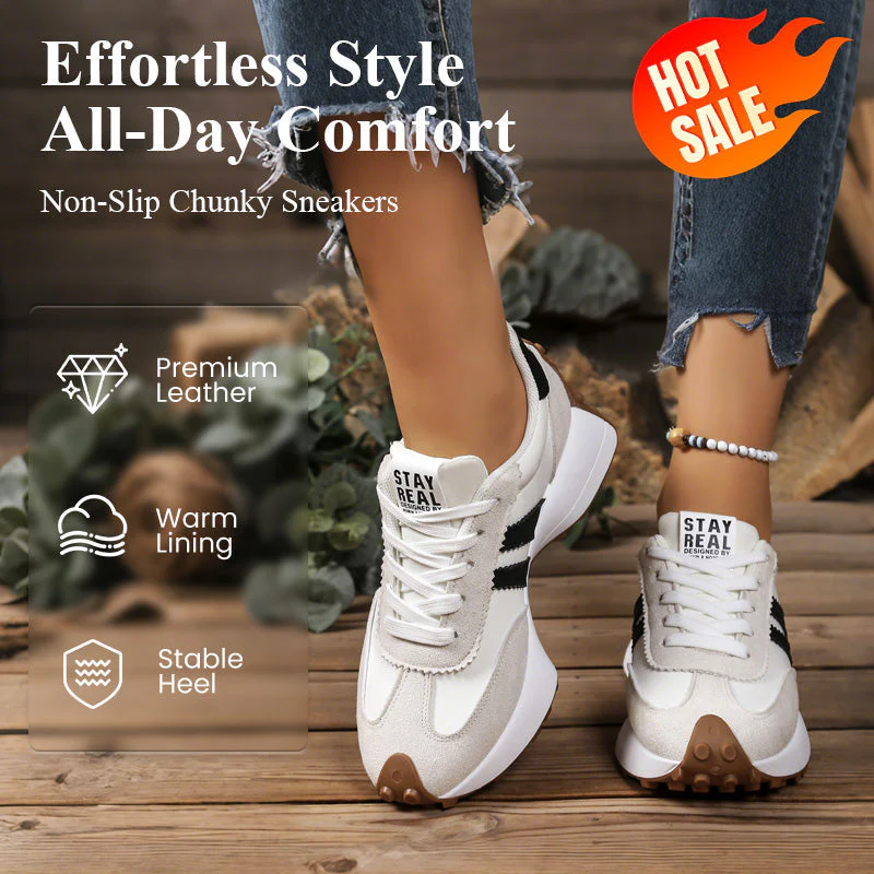 Ava – Dames Vintage-Inspiratie Chunky Sneakers met 4 cm Hoogte