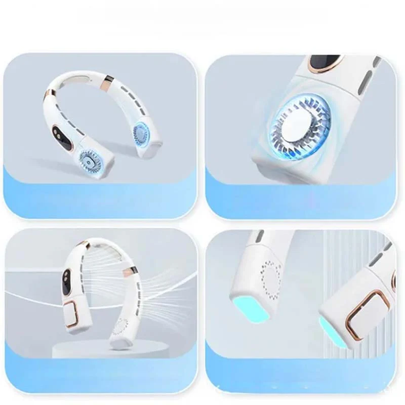 Bladloze hangende nekventilator met digitaal display en licht - Image 3