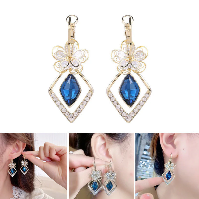 Bloem Zirkoon Rhombic Sapphire Drop Oorbellen - Image 10
