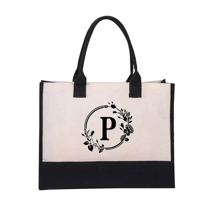 Brief Canvas Tas Vrouwen Hit Kleur Eenvoudige Schouder Shopping Tote Handtas - Image 17