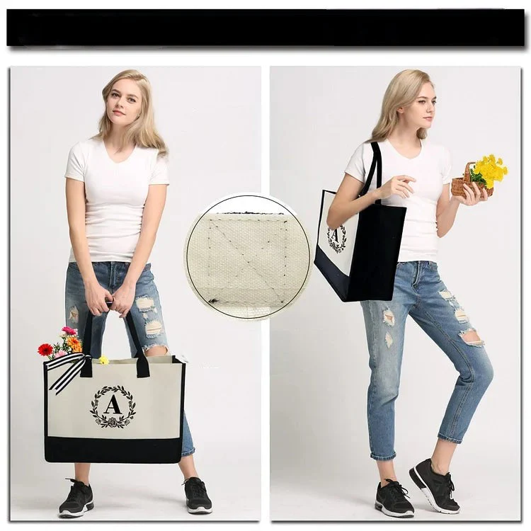 Brief Canvas Tas Vrouwen Hit Kleur Eenvoudige Schouder Shopping Tote Handtas - Image 3
