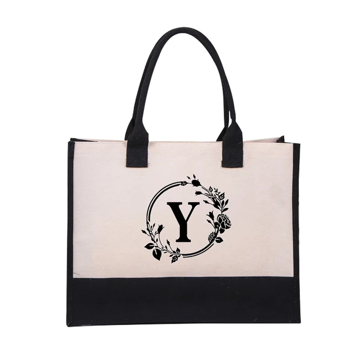 Brief Canvas Tas Vrouwen Hit Kleur Eenvoudige Schouder Shopping Tote Handtas - Image 32