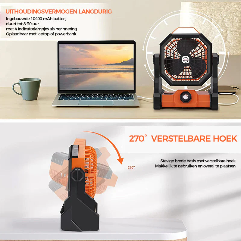 Camping LED-ventilator met licht - Image 4