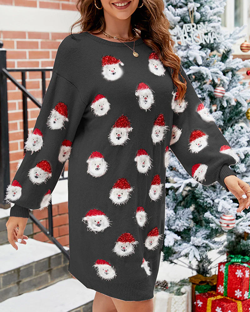 Casual truienjurk met kerstman-print | 50% KORTING - Image 2