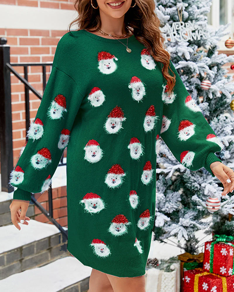 Casual truienjurk met kerstman-print | 50% KORTING - Image 4