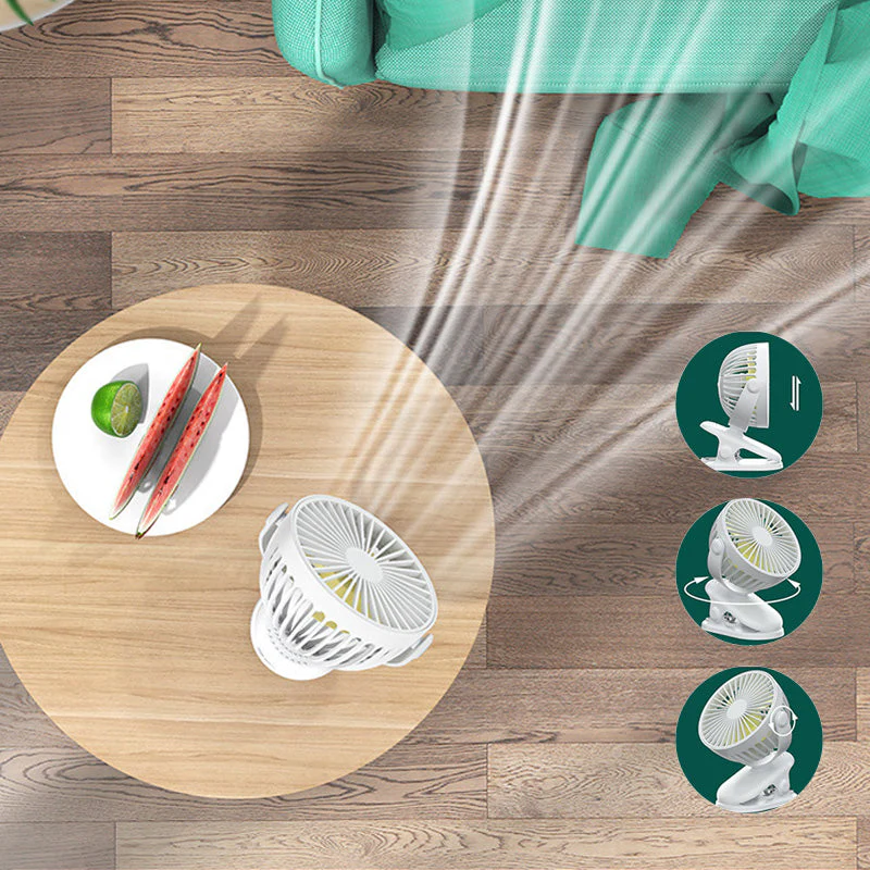 Clip Type USB Oplaadbare Mini Elektrische Ventilator - Image 12