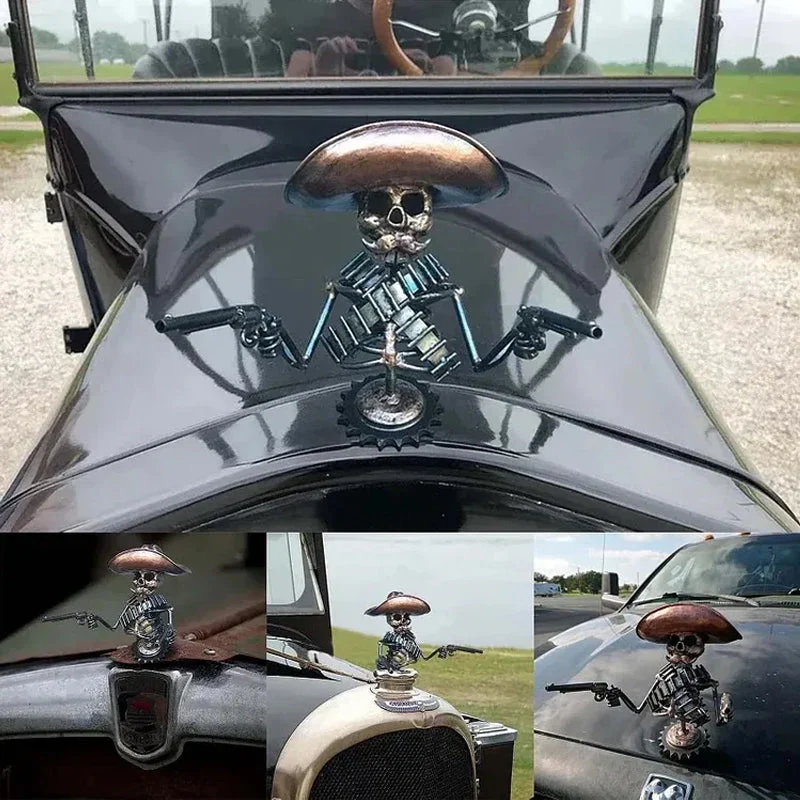 Cowboy Schedel Gunslinger Hood Ornament - Image 11