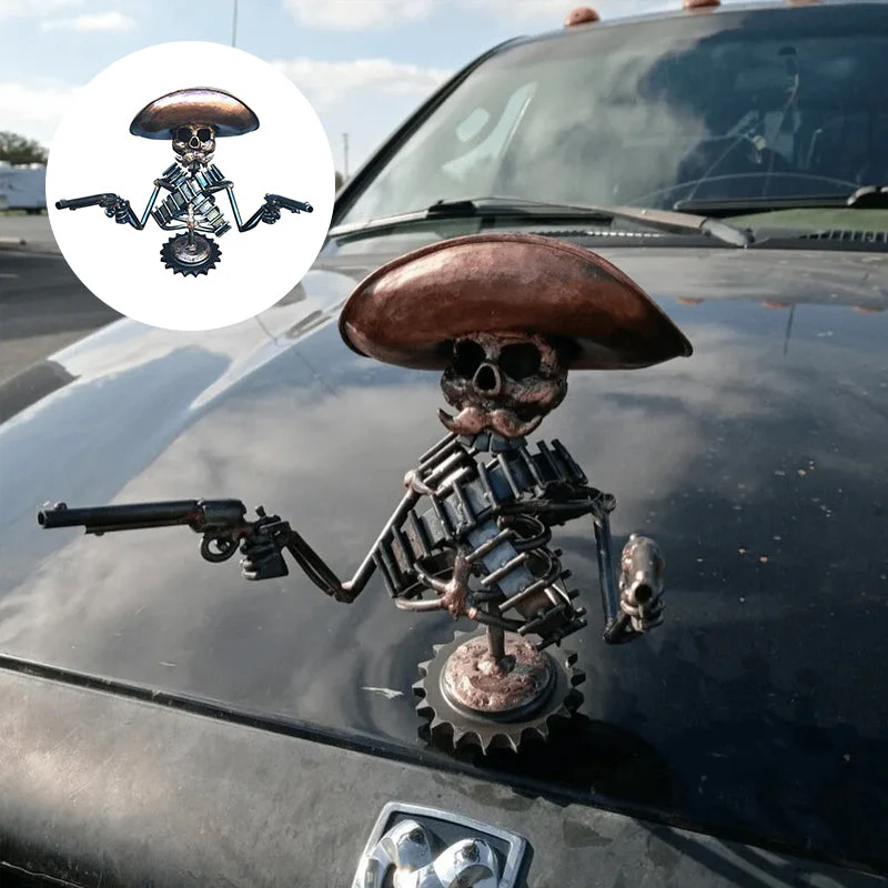 Cowboy Schedel Gunslinger Hood Ornament - Image 12