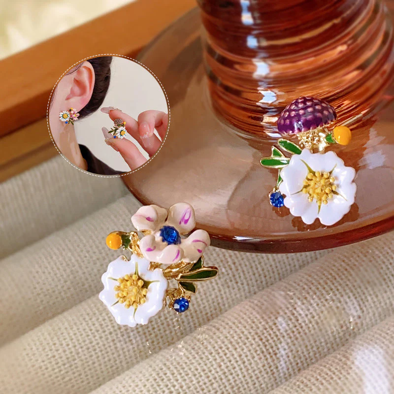 Daisy Flower asymmetrische oorbellen - Image 2