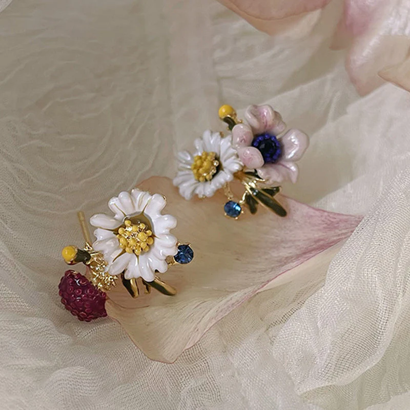 Daisy Flower asymmetrische oorbellen - Image 5