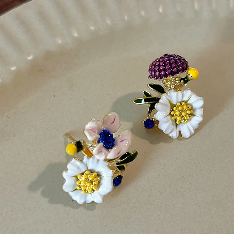 Daisy Flower asymmetrische oorbellen - Image 7