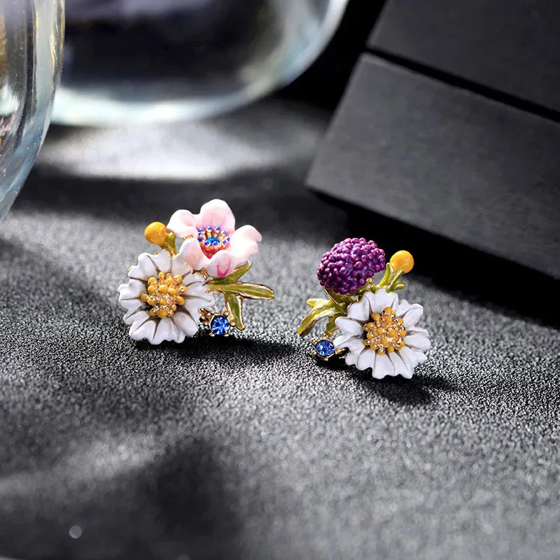 Daisy Flower asymmetrische oorbellen - Image 8