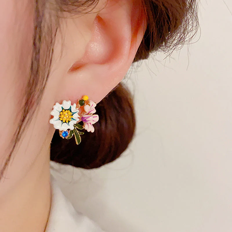 Daisy Flower asymmetrische oorbellen - Image 9