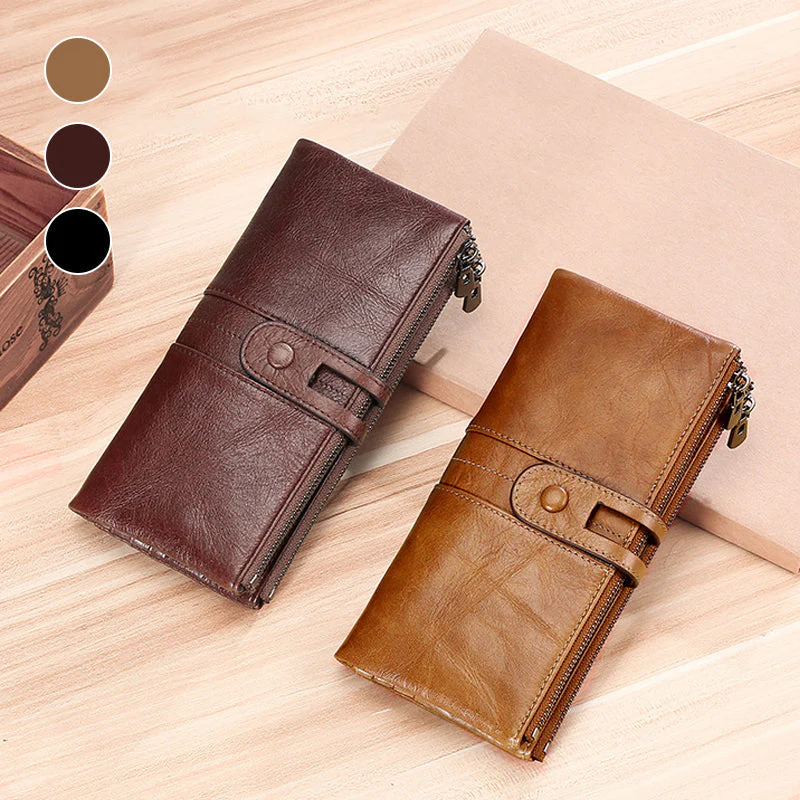 Dames echt lederen clutch lange geld portemonnee