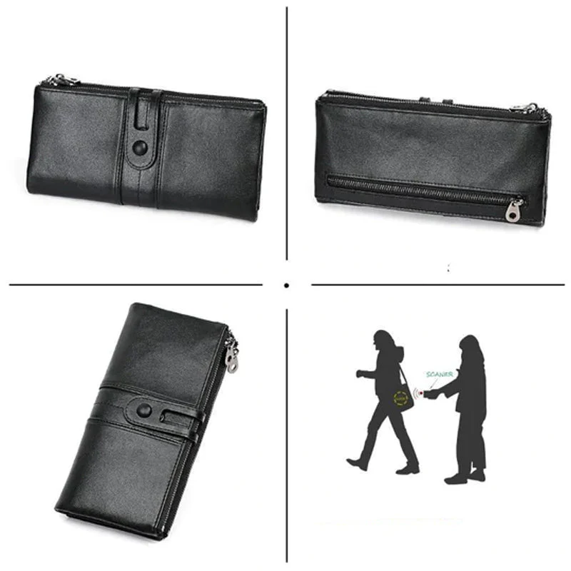 Dames echt lederen clutch lange geld portemonnee - Image 6