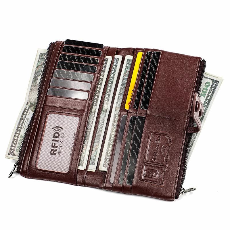 Dames echt lederen clutch lange geld portemonnee - Image 9