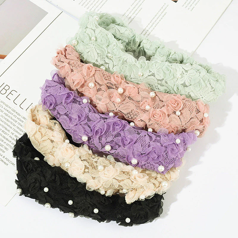 Dames gebreide parelbandana elastische hoofdband