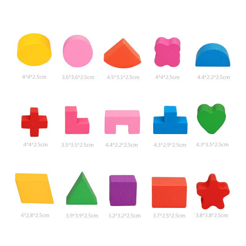 De Cube Car Houten Speelset (15 Vormen) - Image 3