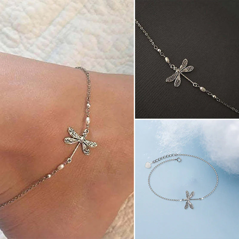 Dragonfly enkelbandje met parel - Image 10