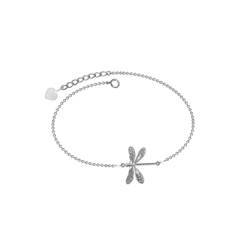 Dragonfly enkelbandje met parel - Image 11