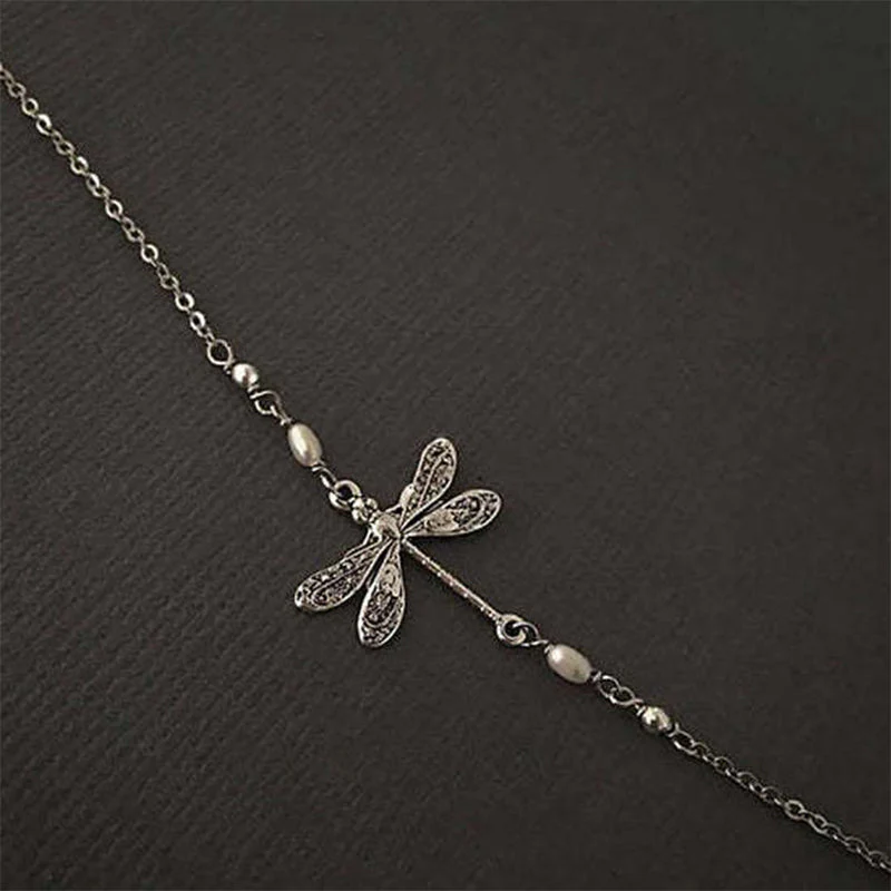 Dragonfly enkelbandje met parel - Image 4