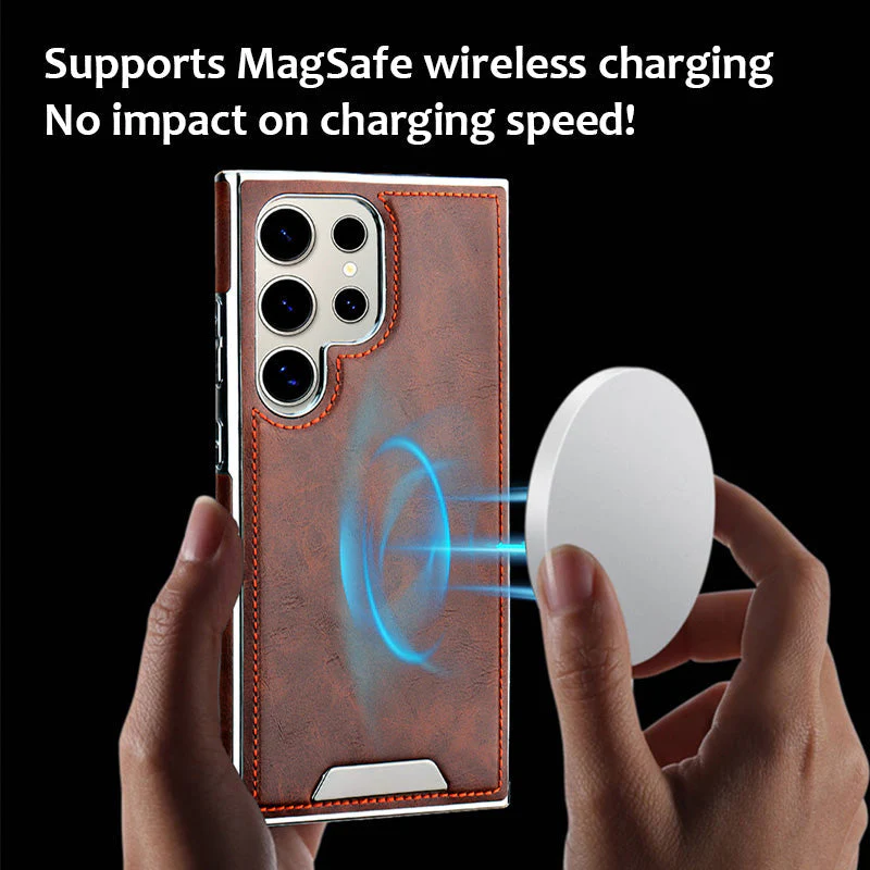 Echt lederen mobiele telefoonhoesje met magnetische kaarthouder - Image 2