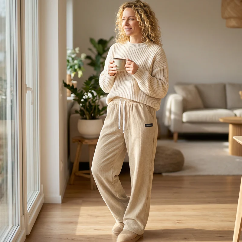 Ella – Dames corduroy broek met brede pijpen en verstelbare tailleband - Image 6