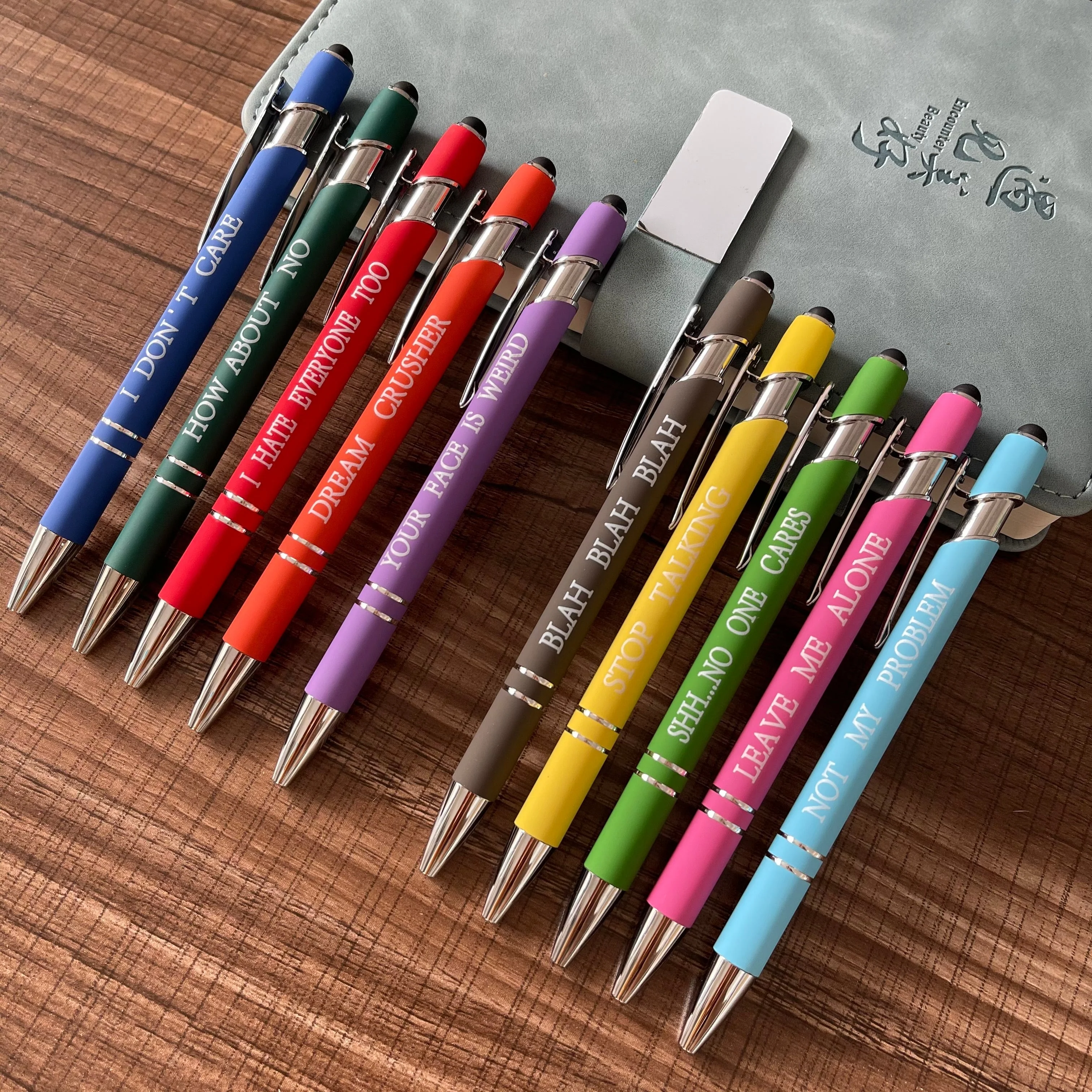 Funny Office Pennen (10 stuks / Zwarte Inkt)