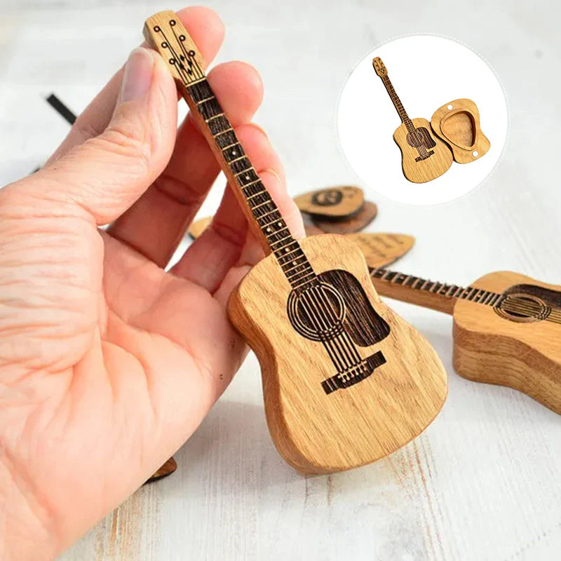Gitaar Houten kerstcadeau: gesneden plectrumdoos