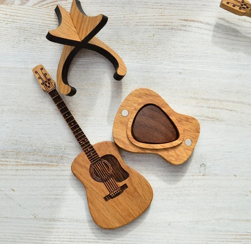 Gitaar Houten kerstcadeau: gesneden plectrumdoos - Image 12