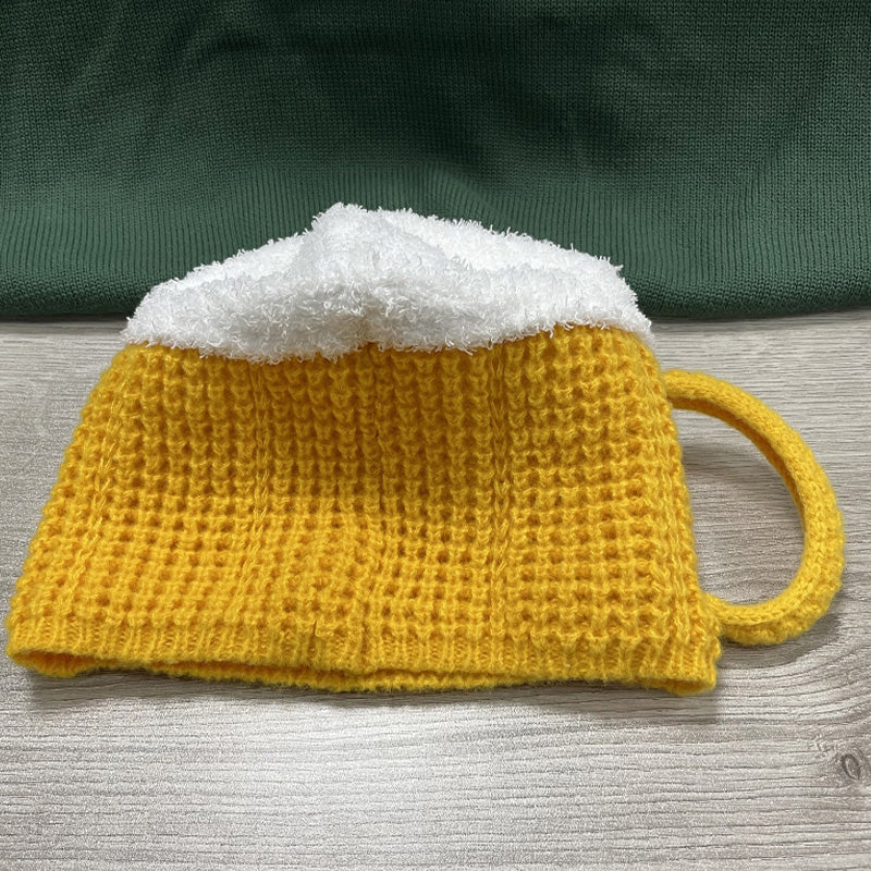 Grappige biermok gebreide handschoen sok muts set - Image 11