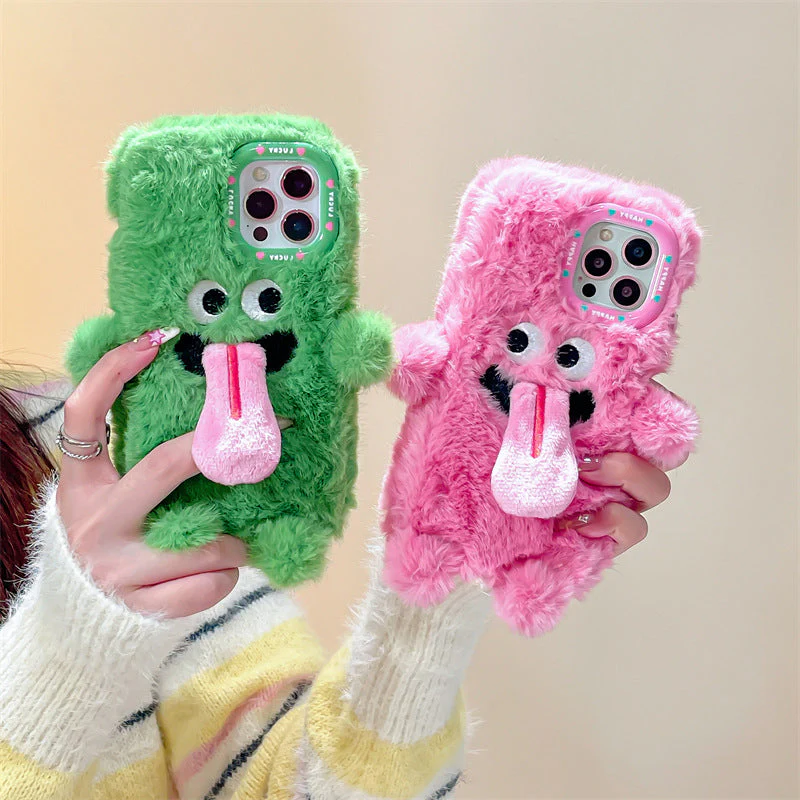 Grappige tong uitsteekt pluche mobiele telefoonhoesje voor iPhone - Image 10