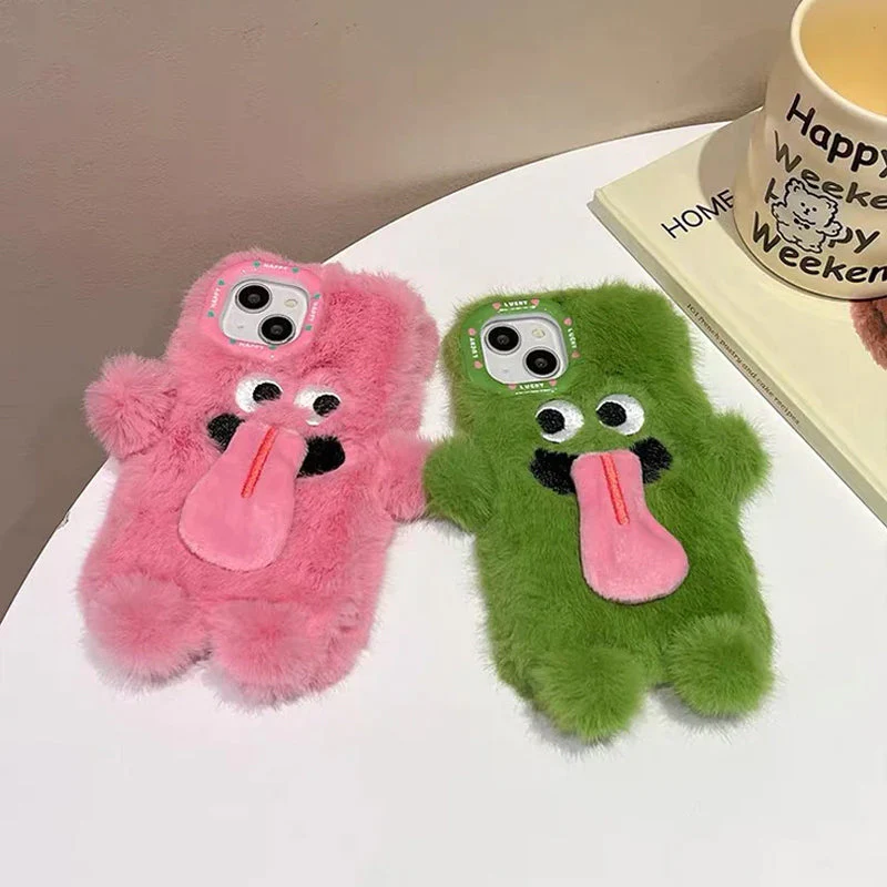 Grappige tong uitsteekt pluche mobiele telefoonhoesje voor iPhone - Image 13