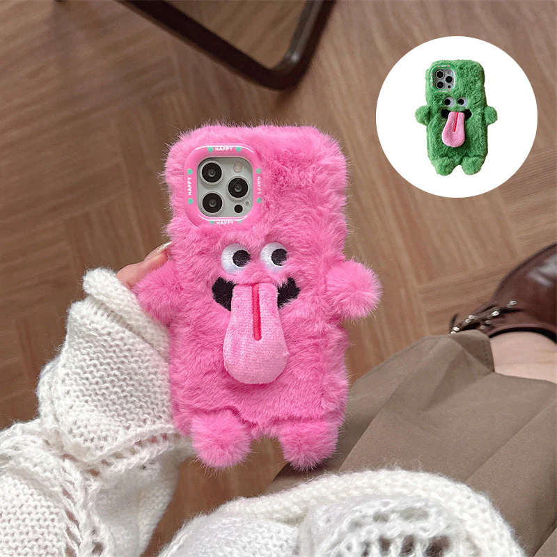 Grappige tong uitsteekt pluche mobiele telefoonhoesje voor iPhone - Image 2