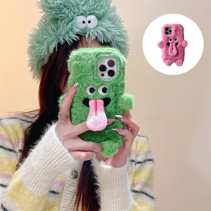 Grappige tong uitsteekt pluche mobiele telefoonhoesje voor iPhone - Image 3