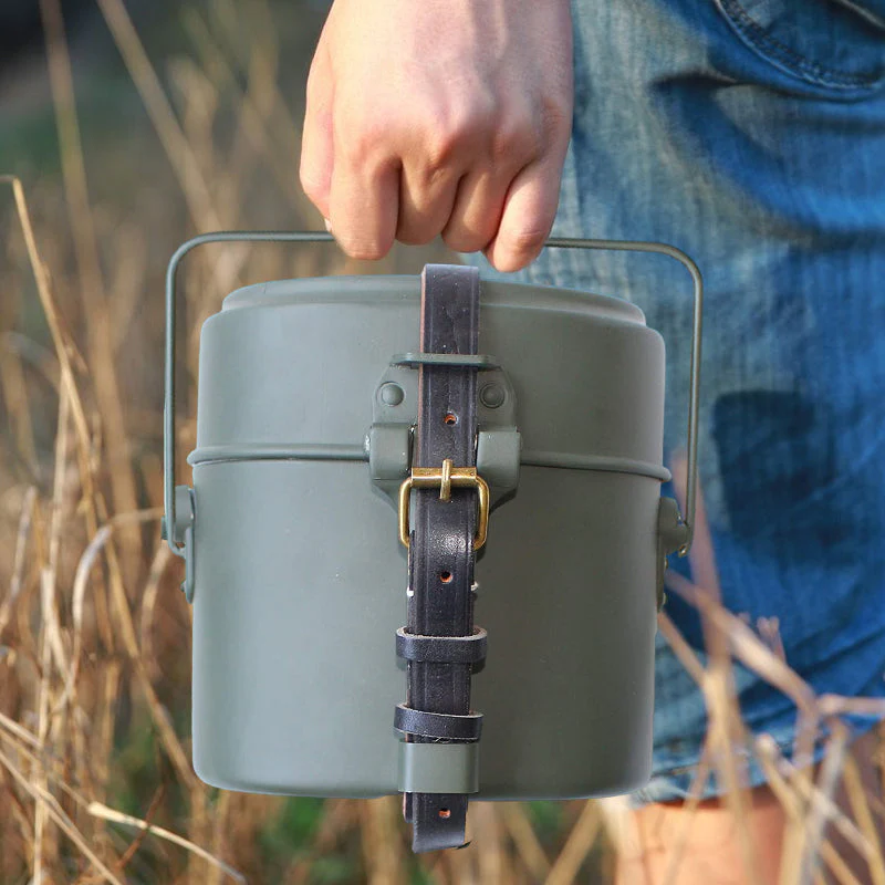 Groene Mess Kit Tin met lederen band dinerbox - Image 8
