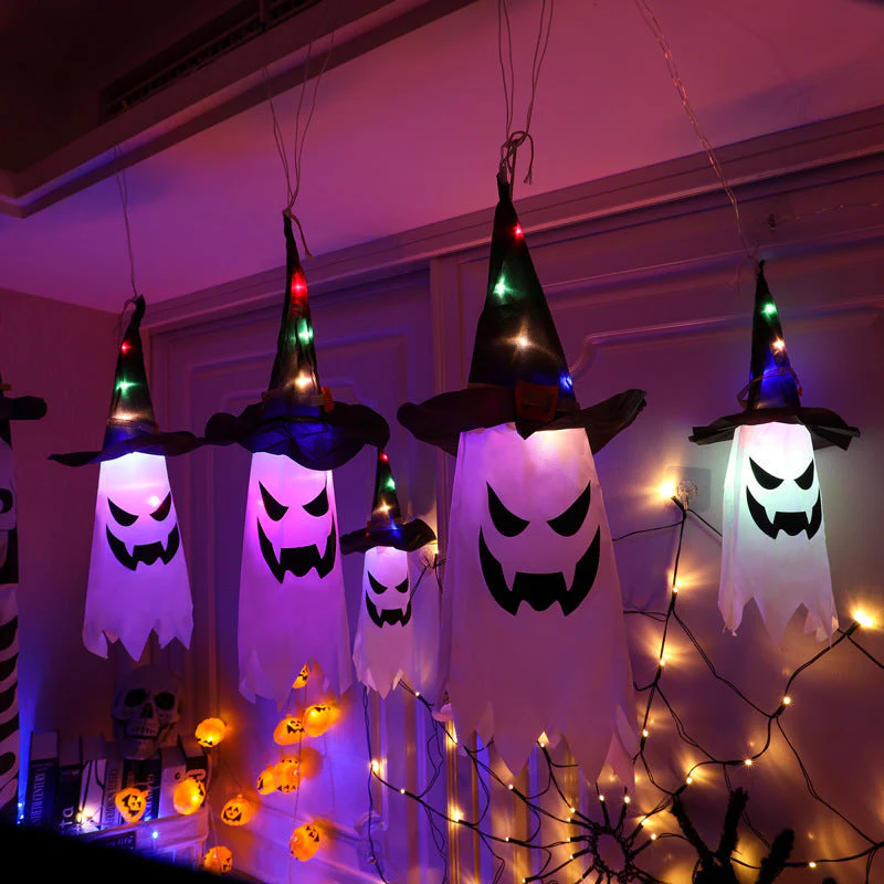 Halloween hangende verlichte gloeiende heksenhoed - Image 4