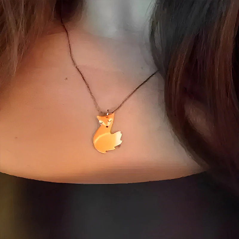 Hand-painted Fox and Wolf Couple Hug Necklace - Image 7
